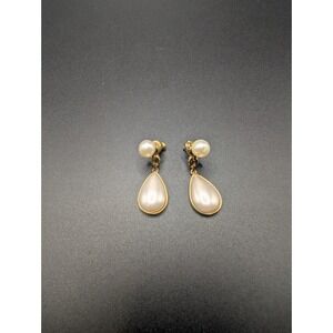 Majorica Sterling Silver Earrings Faux Pearl Dangle Studs Gold Vermeil READ